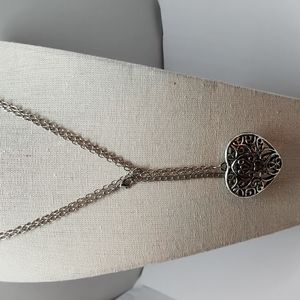 34 inch Silver Tone Heart Necklace